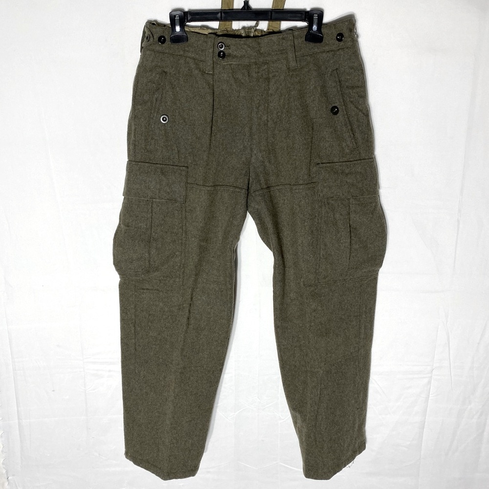 Vintage German Military Army Green Cargo Style Thick Wool Pants 32X27 Militaria - Picture 14 of 14